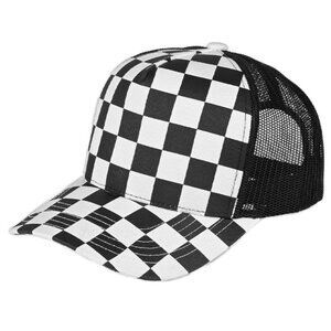 Black/White Race Checkered Mesh Trucker Cap